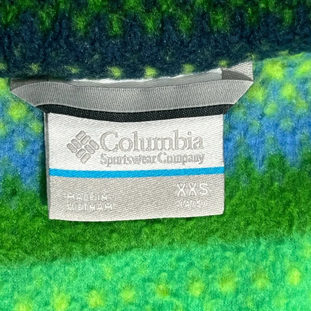 Columbia Zing III Striped Fleece Jacket Green/Blue Boys XXS (4-5)